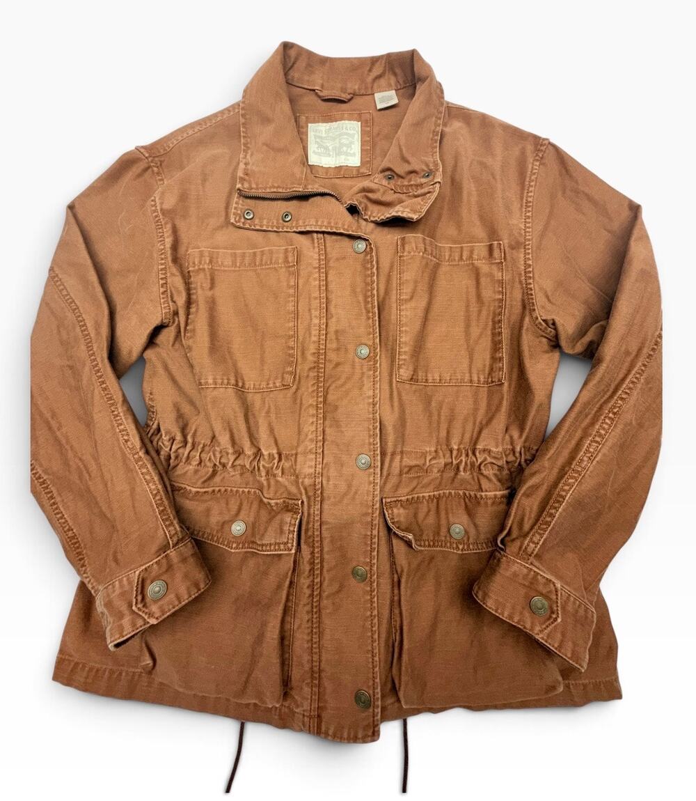 Levi’s Women’s Large Brown Canvas Utility Field Jacket Drawstring Waist 4 Pocket